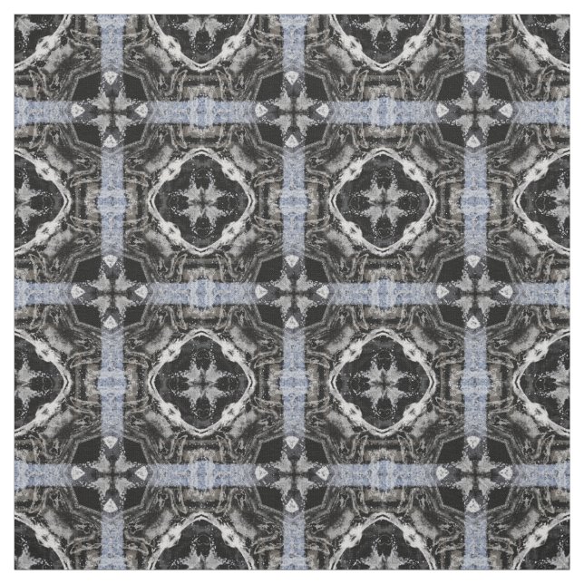 Tissu Motif argenté, blanc et noir (Échantillon)