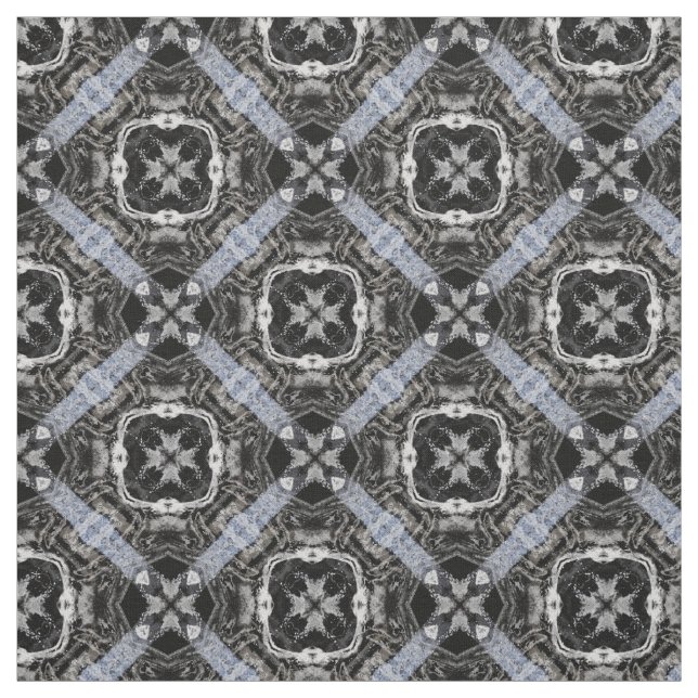 Tissu Motif argenté, blanc et noir (Échantillon)
