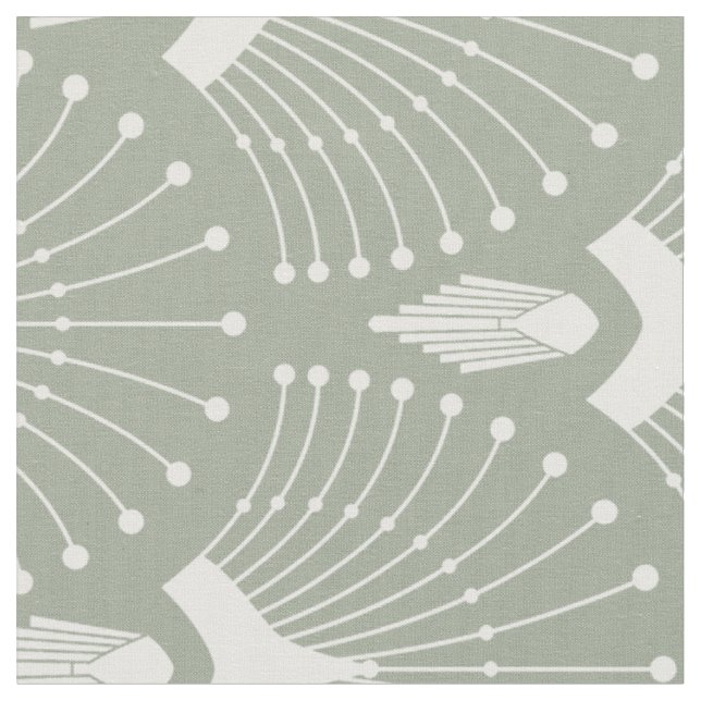Tissu Motif art déco blanc et vert menthe (Fermer)
