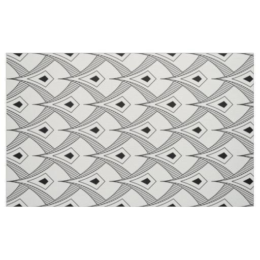 Tissu Motif art d co noir et blanc