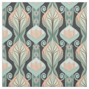 Tissu Motif Art Nouveau Botanique Abstrait Vintage
