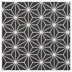 Tissu Motif Asanoha Noir et blanc