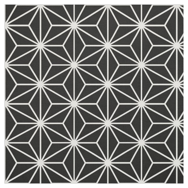 Tissu Motif Asanoha Noir et blanc (Échantillon)