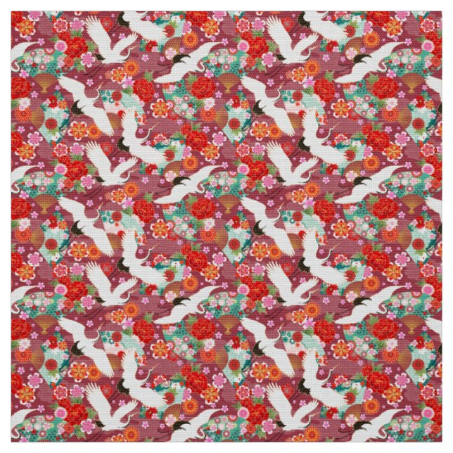 Tissu Motif asiatique de soie (Échantillon)