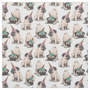 Tissu Motif aspirant de licorne des carlins de chiot