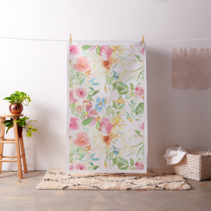 Tissu Motif aux fleurs délicates colorées à la main