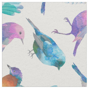 Tissu Motif aux oiseaux colorés mignons