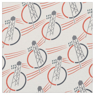 Tissu motif avant-gardiste Vintage 1930 . Poteaux élect