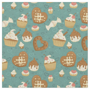 Tissu Motif avec cupcakes et bonbons