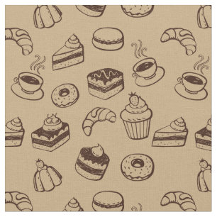 Tissu Motif avec des gâteaux, des desserts et la