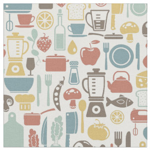 Tissu Motif avec des icônes de cuisine