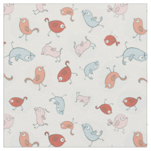 Tissu motif avec des oiseaux de bande dessinée
