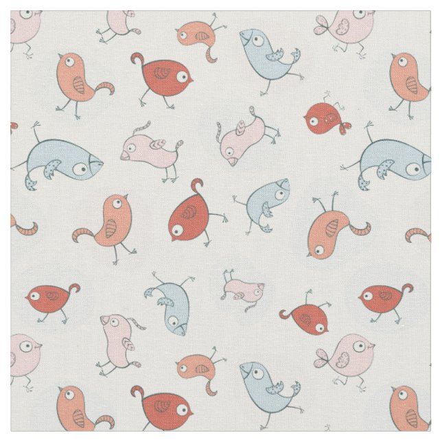 Tissu motif avec des oiseaux de bande dessinée (Fermer)