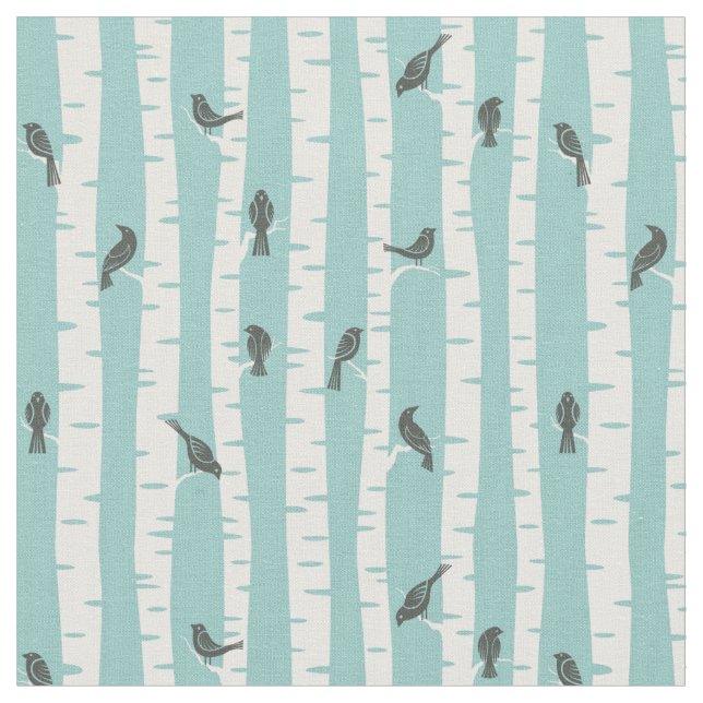 Tissu Motif avec des oiseaux et des arbres (Fermer)