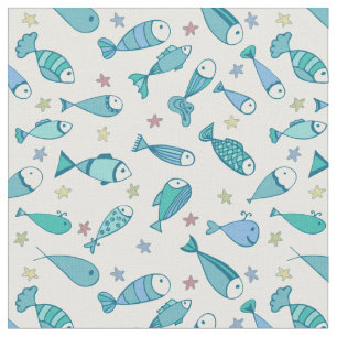 Tissu Motif avec des poissons et des étoiles de mer