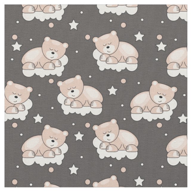 Tissu motif avec le petit sommeil d'ours (Fermer)