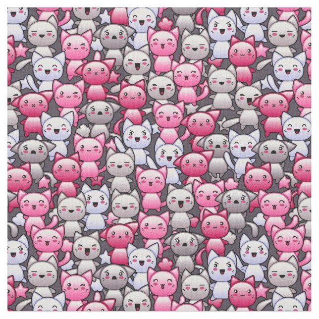 Tissu motif avec les chats mignons 2 de griffonnage de (Fermer)