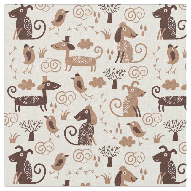 Tissu motif avec les chiens mignons (Fermer)
