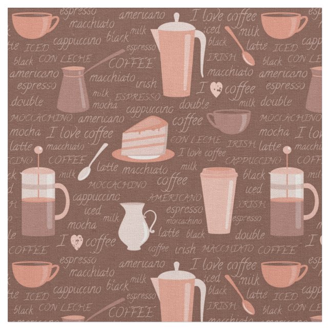 Tissu Motif avec les éléments relatifs de café (Fermer)
