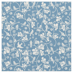 Tissu motif avec les oiseaux et l'ornement de plantes