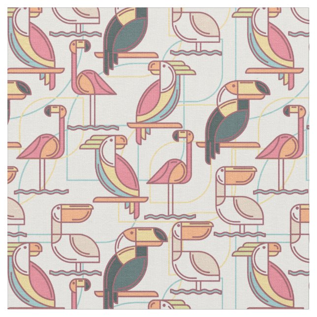 Tissu Motif avec les oiseaux tropicaux (Fermer)