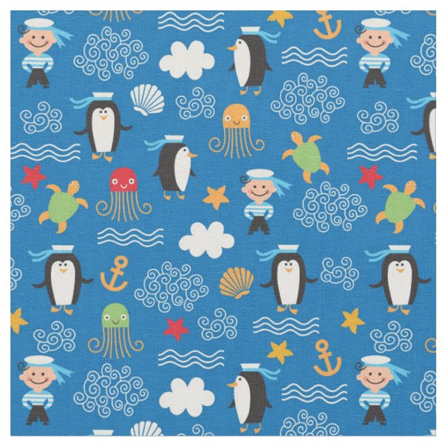 Tissu motif avec thème mer (Fermer)