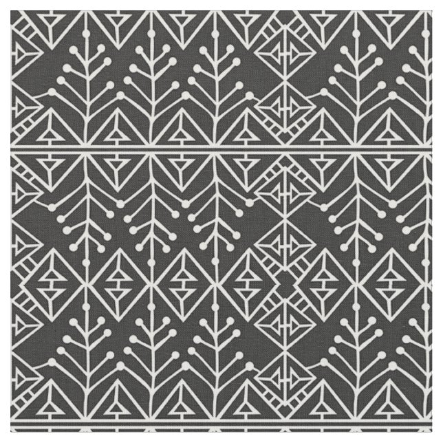 Tissu - Motif aztèque noir et blanc (Fermer)