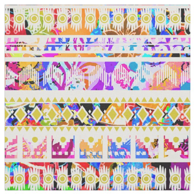 Tissu Motif aztèque tribal coloré (Échantillon)