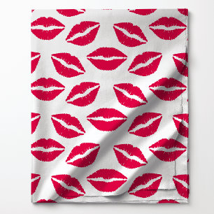 Tissu Motif Baisers Rouge à Lèvres