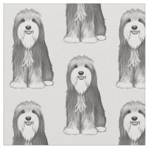 Tissu Motif barbu de chien de bande dessinée de colley