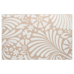Tissu Motif baroque blanc et bronze