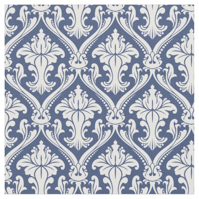 Tissu Motif baroque bleu marine de Damas (Fermer)