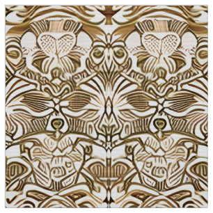 Tissu Motif Batik Tribal en Café Brown et Beige