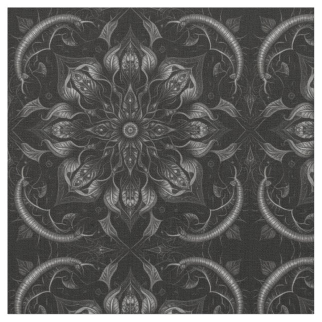 Tissu Motif bio gothique foncé complexe (Fermer)