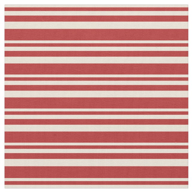 Tissu Motif bisque et rouge rayé/lin (Fermer)