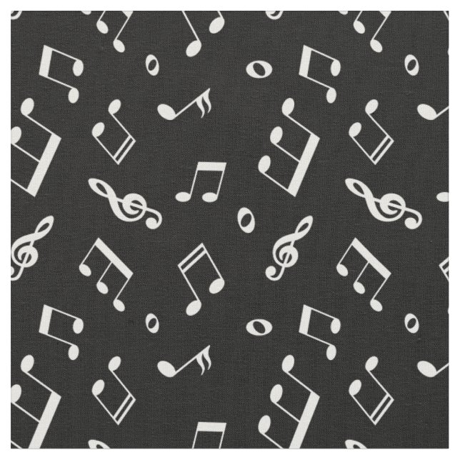 Tissu Motif Black and White Music Notes (Fermer)
