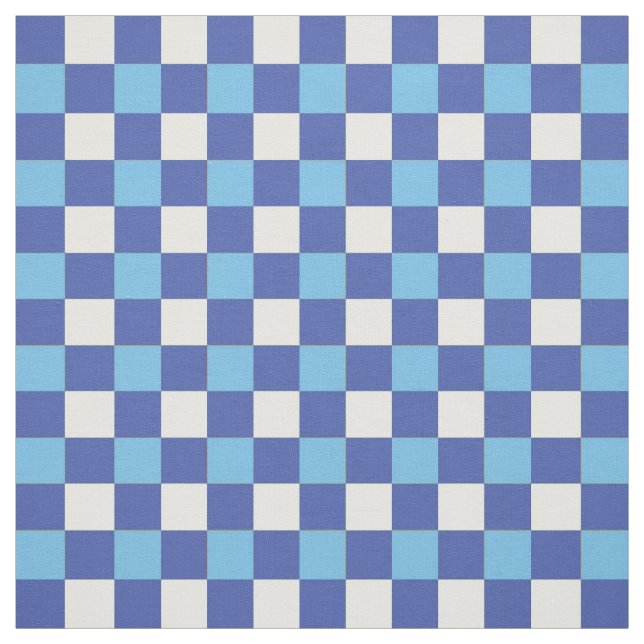 Tissu Motif blanc à damiers bleu (Échantillon)