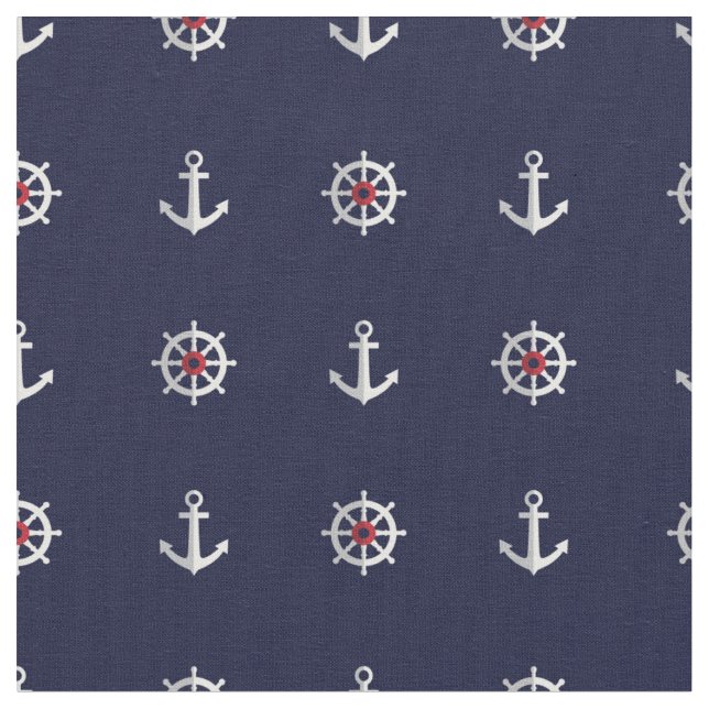 Tissu Motif blanc et bleu rouge d'Ancre (Fermer)