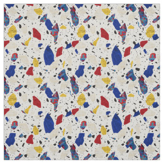 Tissu Motif blanc et bleu rouge de tuile de sol de