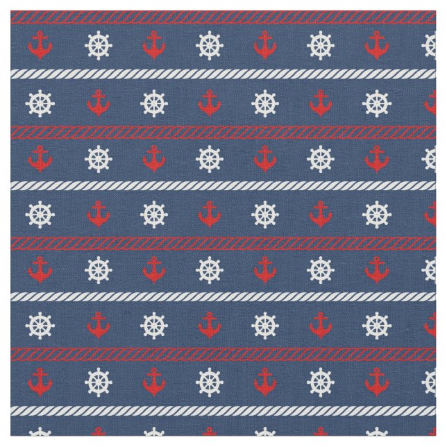 Tissu Motif blanc et bleu rouge d'océan (Fermer)