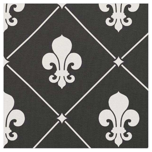 Tissu Motif blanc Fleur De Lis (Fermer)