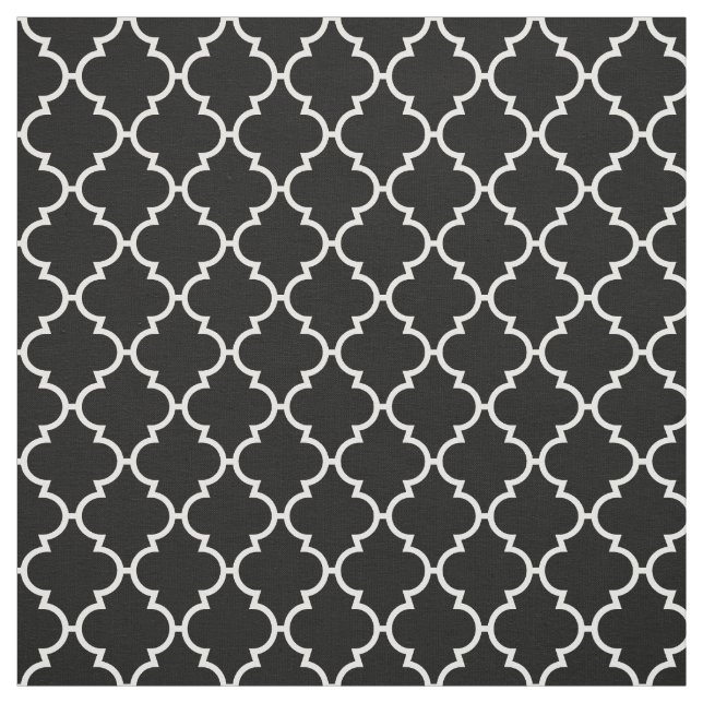 Tissu Motif blanc noir de Quatrefoil (Échantillon)