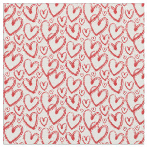 Tissu Motif blanc rouge du coeur de brosse moderne