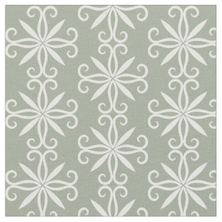 Tissu Motif blanc vert Sage