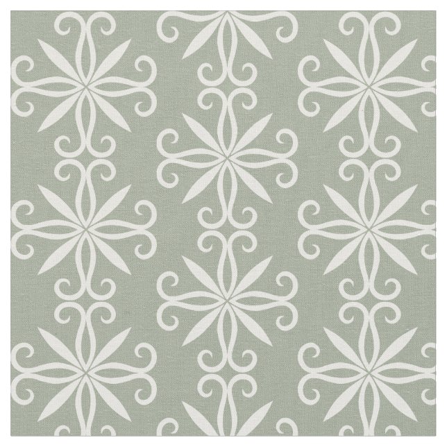 Tissu Motif blanc vert Sage (Fermer)