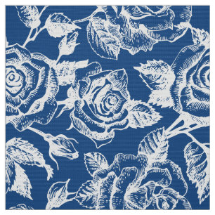 Tissu Motif blanc Vintage Rose bleu personnalisé Arrière