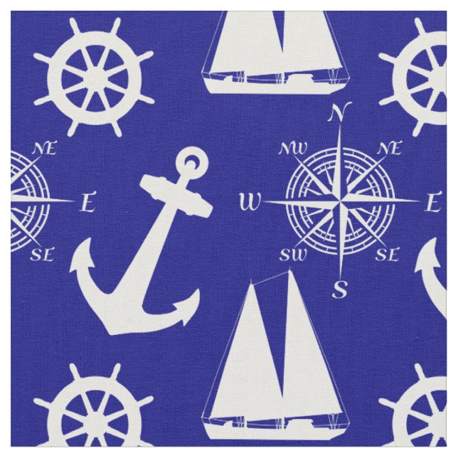 Tissu Motif bleu blanc de la marine (Fermer)