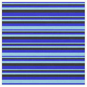Tissu Motif bleu, bleu ciel et noir à rayures/à rayures