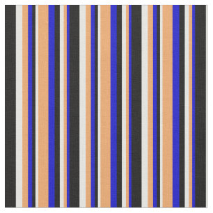 Tissu Motif bleu, Brown, crème à la menthe et noir