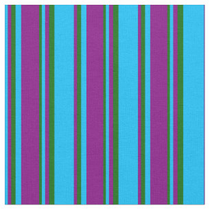 Tissu Motif bleu ciel profond, violet et vert foncé